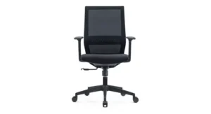 New i5 Nova ergonomic task chair available for purchase at Office Furniture Connection – contoured mesh back, 4D arms, adjustable lumbar, seat depth adjustment, and 3-angle tilt lock in durable black fabric.