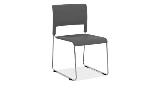 New COE Mario cafe chair ready for seamless integration at Office Furniture Connection – armless stackable side chair with polypropylene seat, polished chrome metal frame, and 6-high stacking capability for compact, high-traffic breakrooms up to 275 lb capacity.
