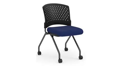 COE Perch nesting training chair with padded fabric or vinyl seat, titanium frame, optional arms and casters – quick-reconfigure seating for modern office meeting and training spaces