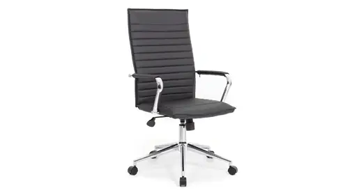 COE Ridge executive ribbed conference chair with built-in lumbar, padded vinyl upholstery and chrome base – high-back boardroom seating for commanding meeting presence