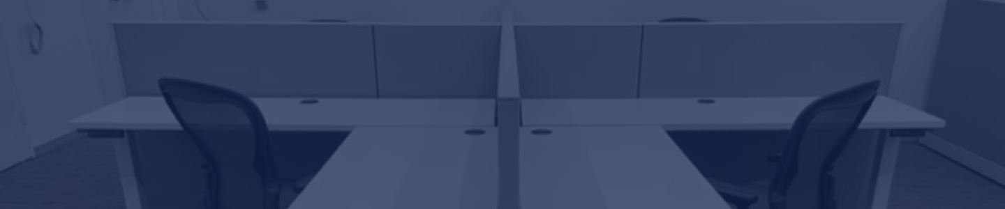 Two Knoll remanufactured cubicles with a blue transparency overlay.