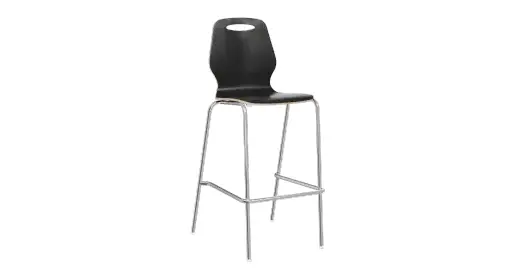 COE Shay stackable bentwood cafe barstool with chrome legs and back handle – space-saving solution for quick office lounge, dining, and training room reconfiguration