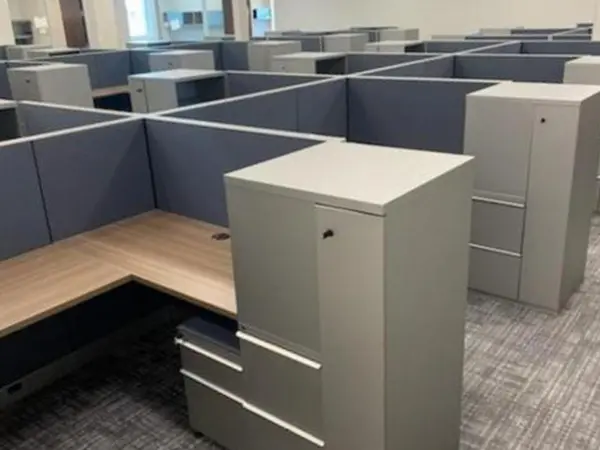 Knoll Morrison workstations with 62 hgih panels and storage.