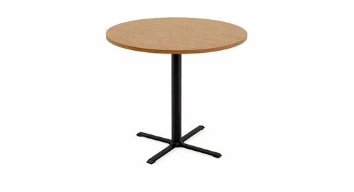 Round OFD cafe table with black metal legs perfectly integrates with other OFC office tables such as conference, collaboration, media, occasional, and training tables available through Office Furniture Connection, Houston TX.