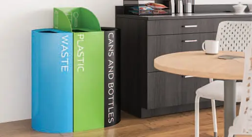 Also included in OFC's office furniture accessories are the slim white LED task light with wireless charging base and touch dimming, casting clean light over laptop and open notebook near window – advanced ergonomic sit-stand desk illumination from Office Furniture Connection Houston TX.