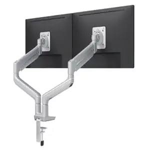 Fellowes Sena Dual Monitor Arm with white background for workstations and cubicles as well as private offices and casegoods