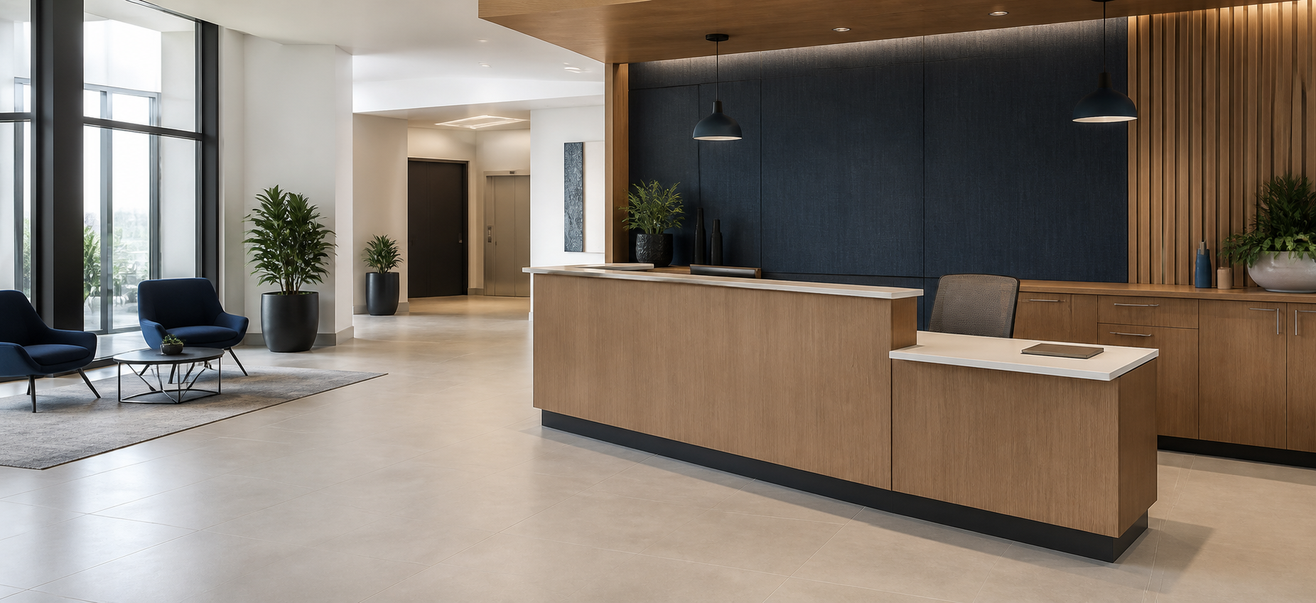 Modern accessible commercial office reception desk