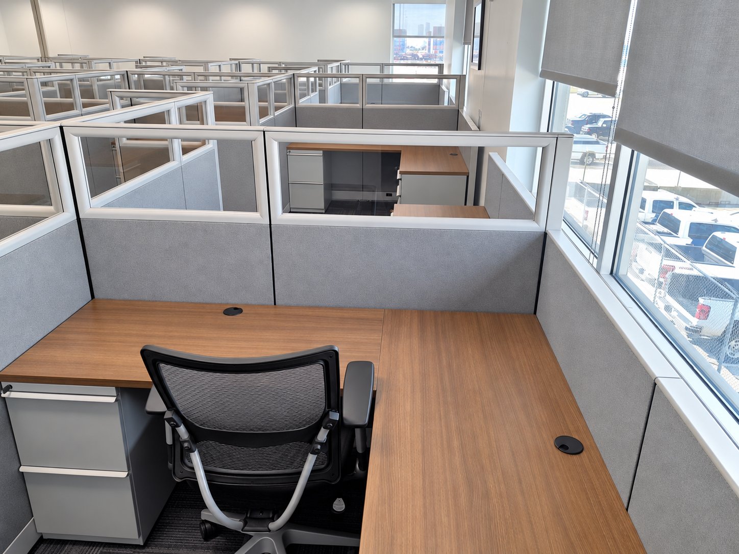 Port Houston workstation window view furnished by Office Furniture Connection