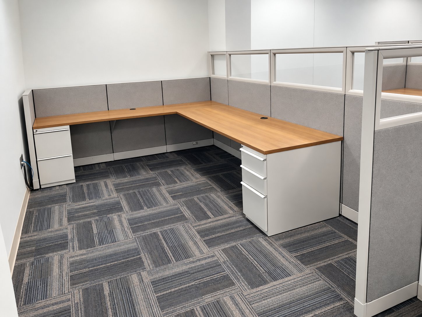 Port Houston l shaped workstation furnished by Office Furniture Connection